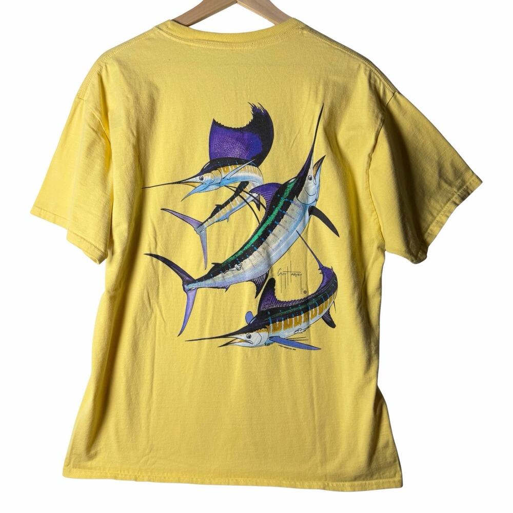 Guy Harvey by Bluewater Yellow Fish Graphic T-Shirt Men's size L
